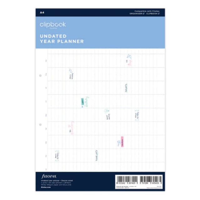 FILOFAX A4 CLIPBOOK REFILL YEAR PLANNER