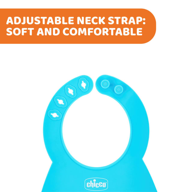 CHICCO Silicone Bib with Crumble Catcher Grey