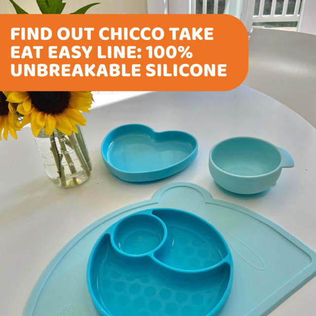 CHICCO Silicone Bib with Crumble Catcher Grey