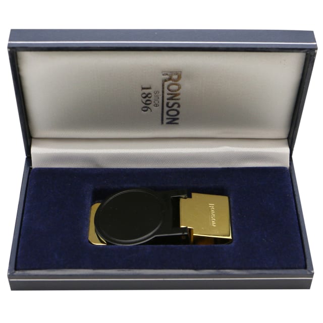 RONSON M/CLIP FLIP BLK/GLD GIFT BOX