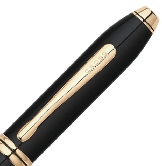 CROSS Townsend Black Lacquer/23CT Fountain Pen, Medium Nib