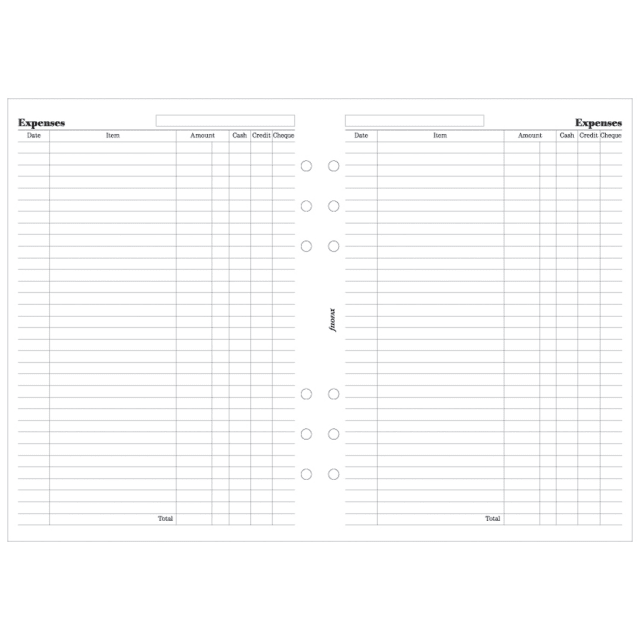 FILOFAX A5 REFILL WHITE EXPENSES 25PK