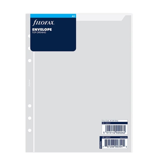 Filofax A5 TOP OPEN ENVELOPE TRANSPRNT