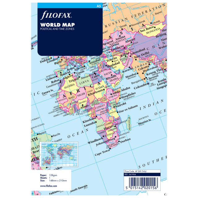 FILOFAX A5 ORGANISER WORLD MAP