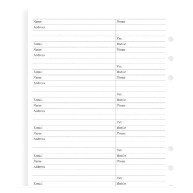 FILOFAX DFX NAME/ADDRESS/PH/EMAIL