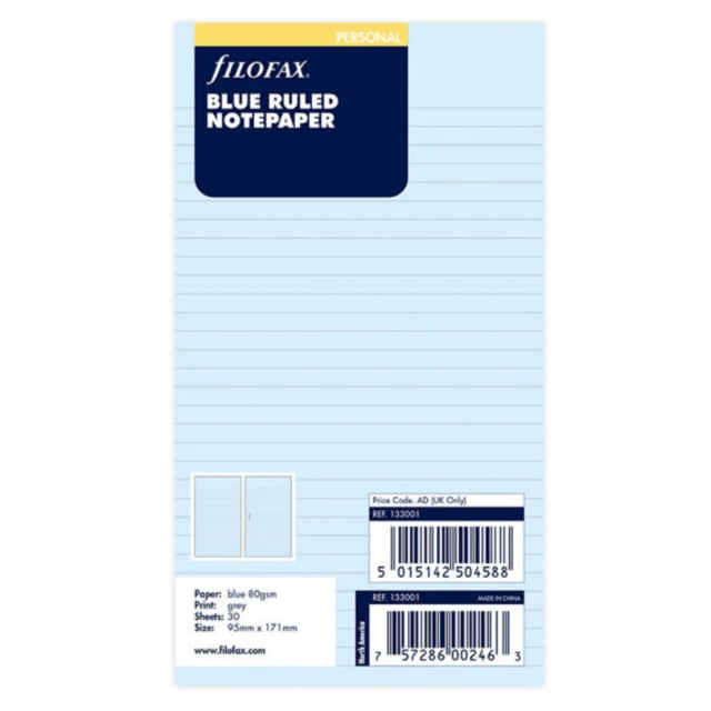 FILOFAX PER BLUE REFILL RULED 30PK