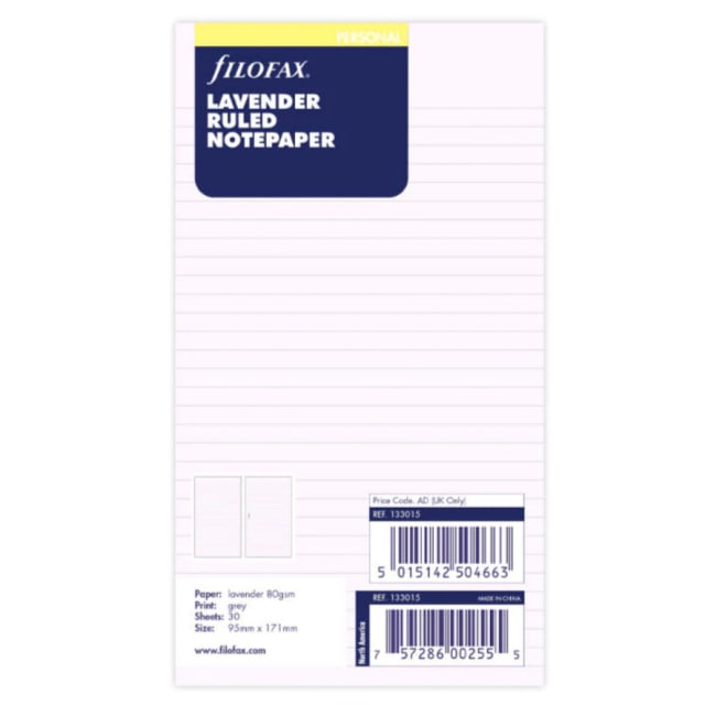 FILOFAX PER LAVENDER REFILL RULED 30PK