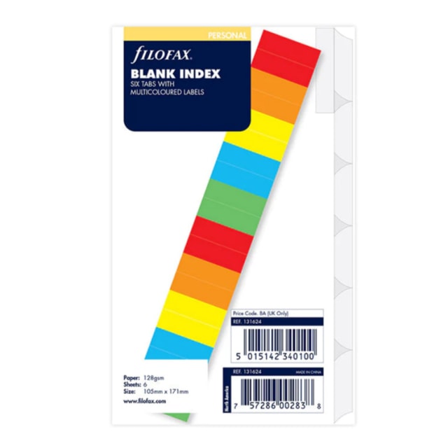 FILOFAX PER COLOUR INDICIES 6PK