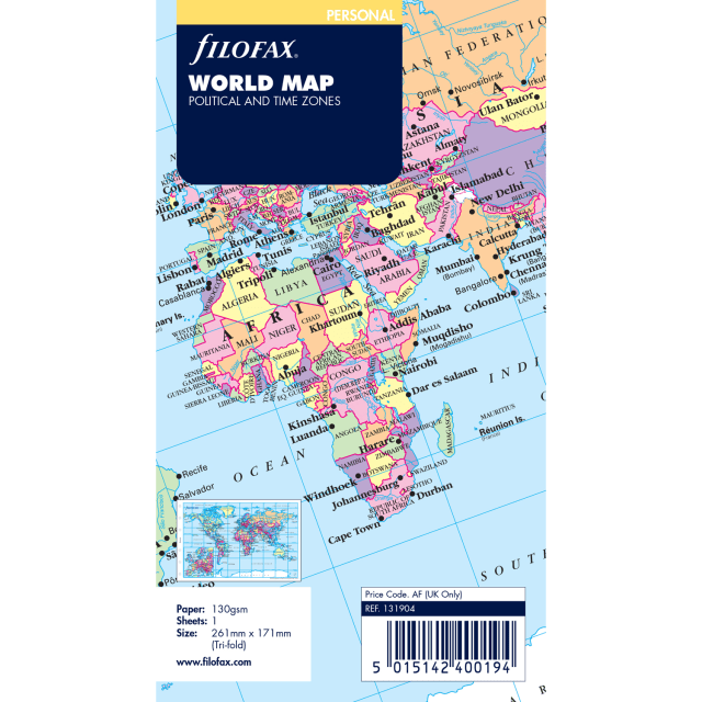 FILOFAX PERSONAL ORGANISER WORLD MAP