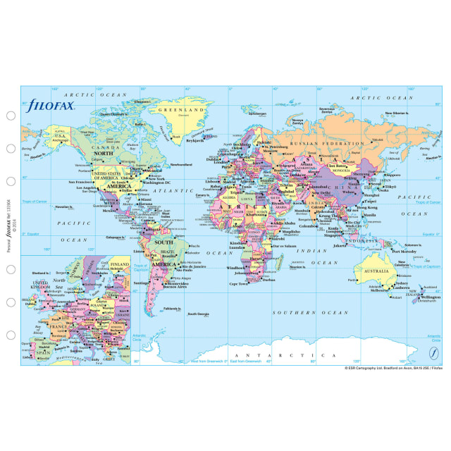 FILOFAX PERSONAL ORGANISER WORLD MAP