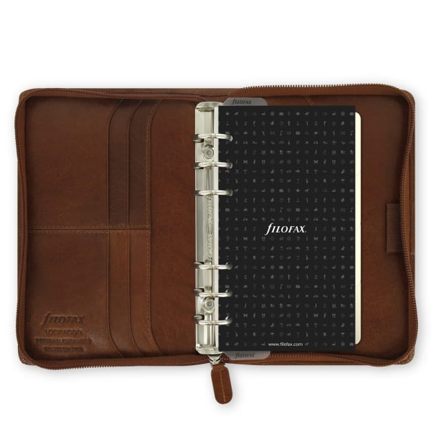 PERSONAL LOCKWOOD ZIP ORGANISER COGNAC