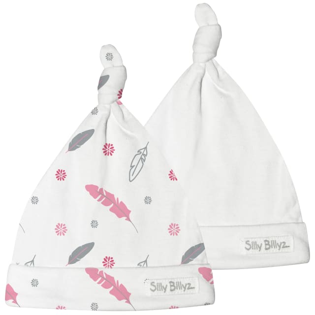 SILLY BILLYZ GUMNUT BABYHAT 2PK FEATHERS