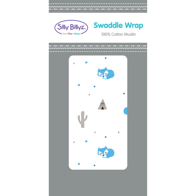 SILLY BILLYZ MUSLIN SWADDLE WRAP 1PK - DFOX