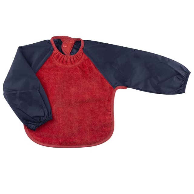 SILLY BILLYZ Red/Navy Towel Small Long Sleeve Bib