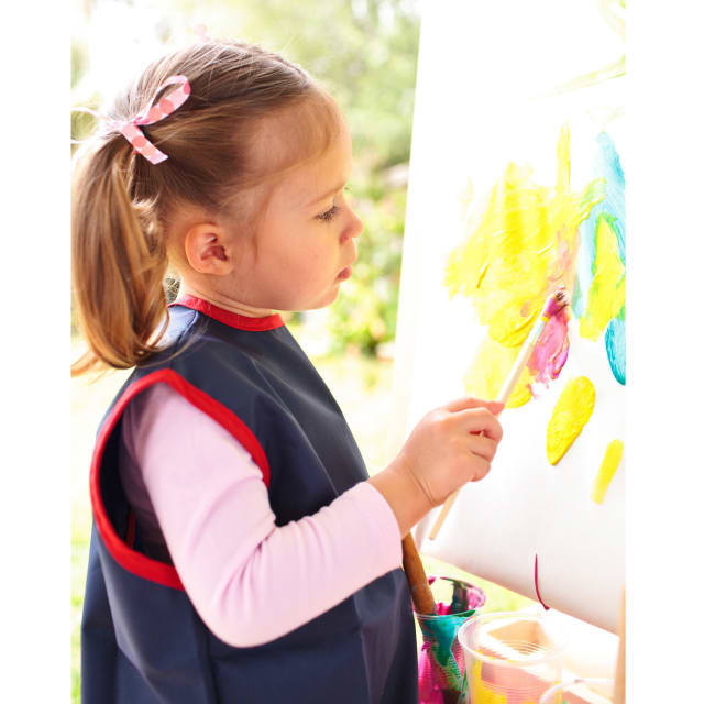 SILLY BILLYZ W/PRF PAINT APRON NO SLEEVES NAVY 0-3YRS