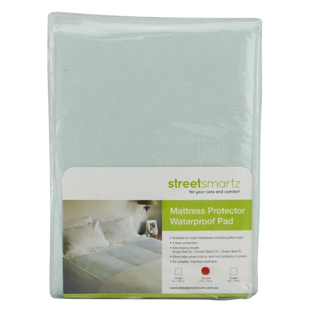 WATER/PROOF DOUBLE BED PROTECTOR PALE BLU 135x100
