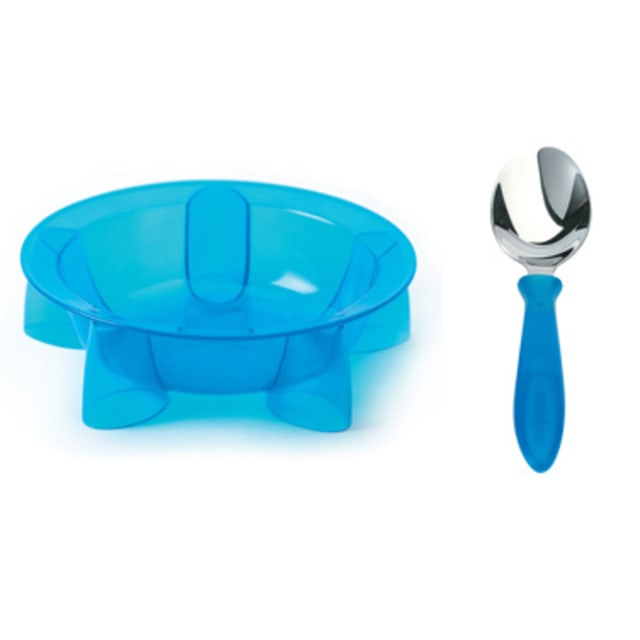 STEADYCO LETS EAT BOWL SPOON BLUE