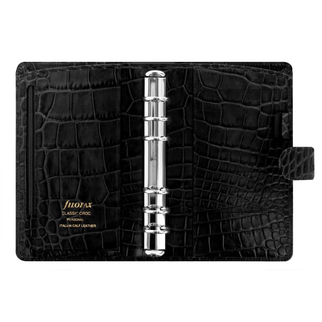 FILOFAX PERSONAL CLASSIC CROC ORGANISER EBONY