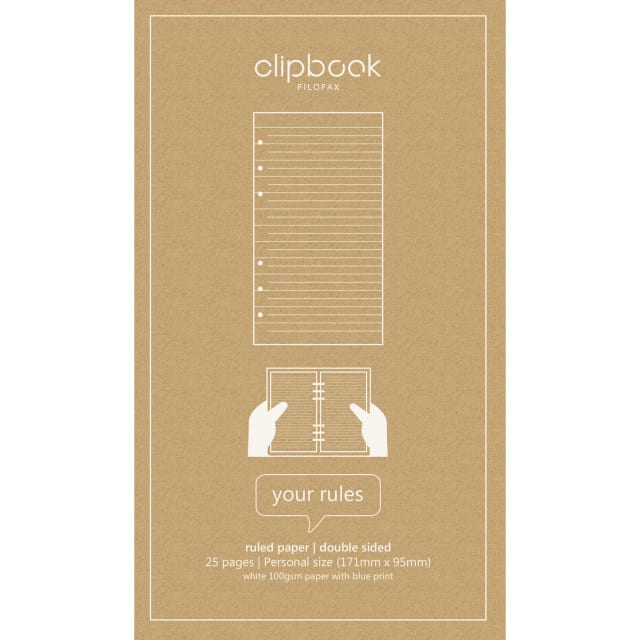 FILOFAX PERSONAL CLIPBOOK REFILL RULED 25PK
