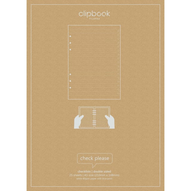 FILOFAX A5 Clipbook Checklists 25pk