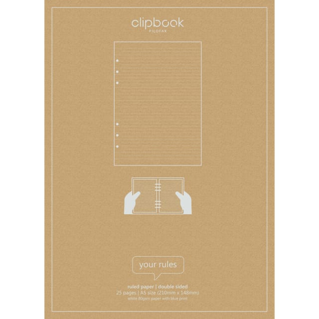 FILOFAX A5 CLIPBOOK REFILL RULED 25PK