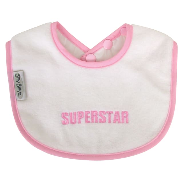 SILLY BILLYZ Bling Bib Wht/Pnk Superstar
