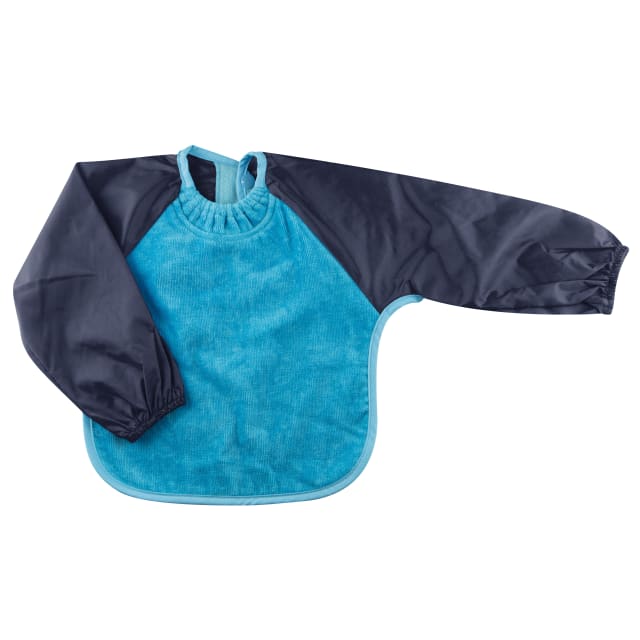 SILLY BILLYZ TOWEL SMALL LONG SLEEVE BIB AQUA/NAVY