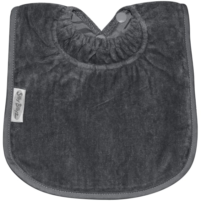 SILLY BILLYZ TOWEL PLAIN LARGE BIB GREY