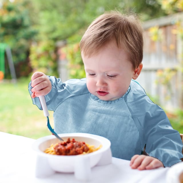 SILLY BILLYZ TOWEL SMALL L/S BIB DUSTY BLUE