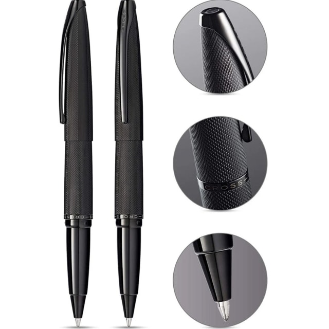 CROSS ATX Brushed Black Etched Diamond Selectip Roller Ball Pen