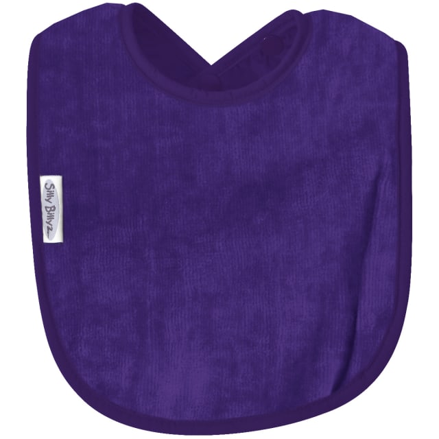 SILLY BILLYZ TOWEL LARGE BIB PLAIN NECK PURPLE