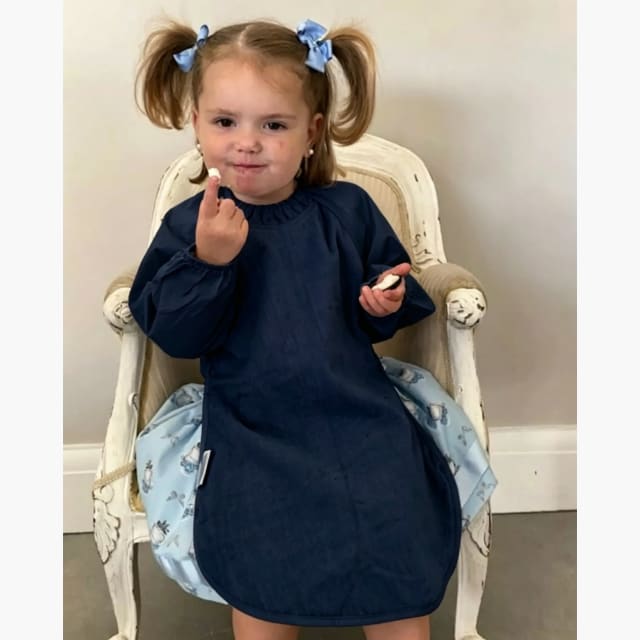 SILLY BILLYZ TOWEL MESSY EATER BIB NAVY