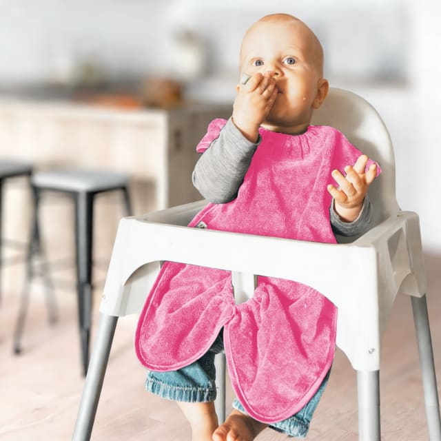 SILLY BILLYZ TOWEL HIGHCHAIR HUGR BIB CERISE
