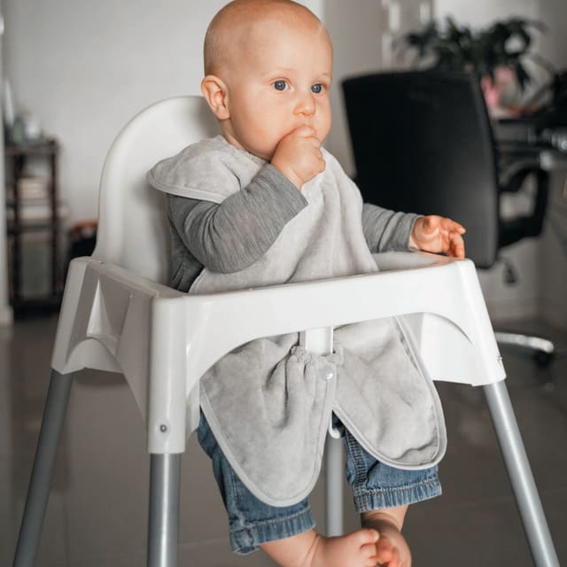 SILLY BILLYZ TOWEL HIGHCHAIR HUGR BIB SILVER