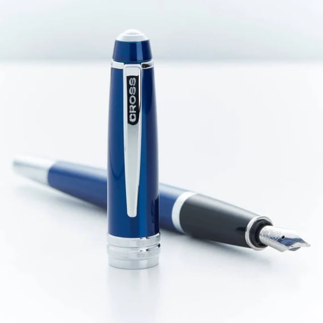 CROSS Bailey Blue Lacquer Fountain Pen, Medium Nib