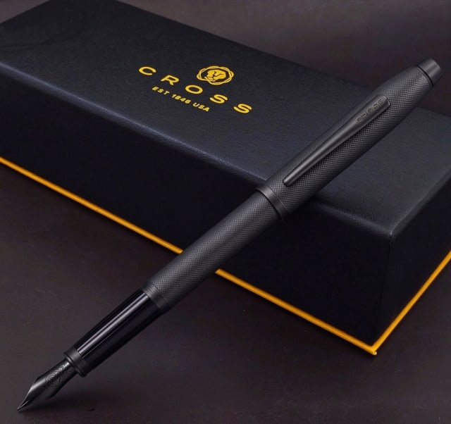 CROSS Townsend Black MicroKnurl & Matt Black Fountain Pen, Fine Nib