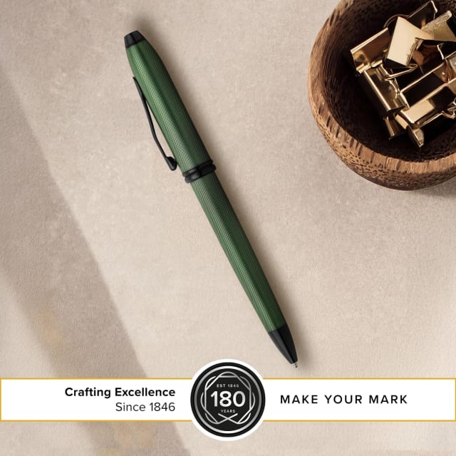 CROSS Select item 699 Townsend Green MicroKnurl & Highly Polished Black Ballpoint Pen