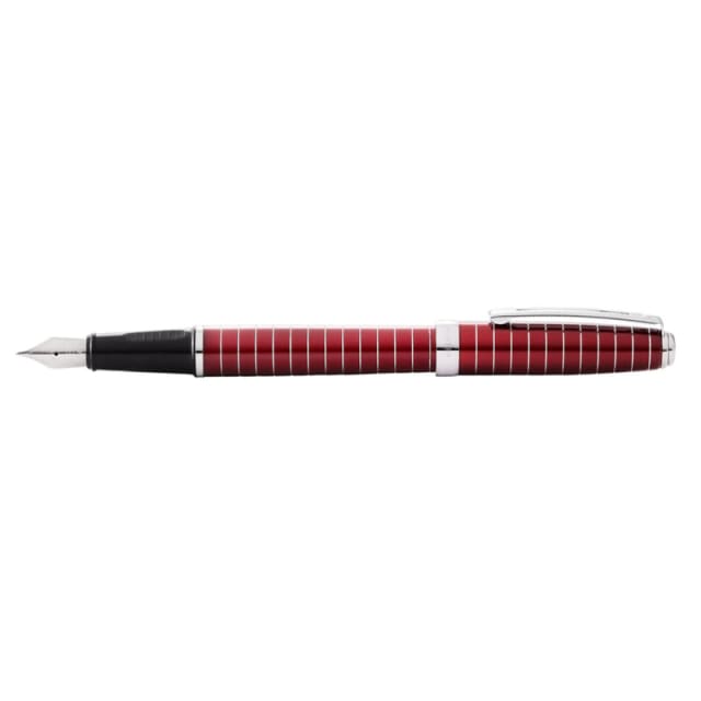 SHEAFFER Prelude Red Lacquer Engraved Lines Fine Fountain Pen