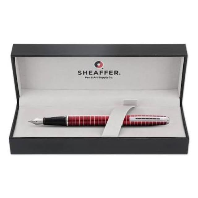 SHEAFFER Prelude Red Lacquer  Engraved Lines Medium Fountain Pen