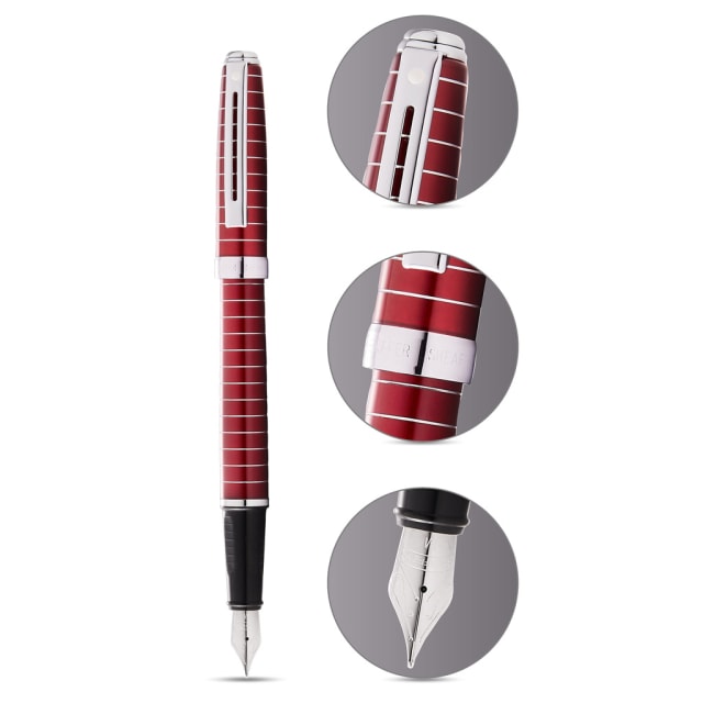 SHEAFFER Prelude Red Lacquer  Engraved Lines Medium Fountain Pen