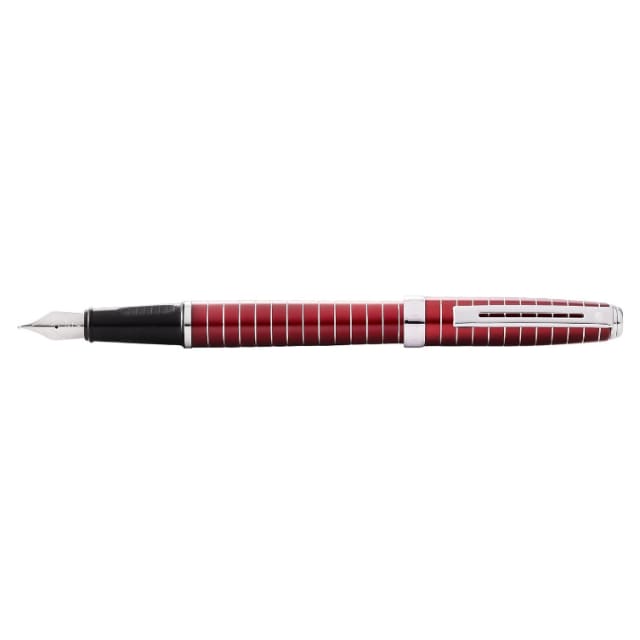 SHEAFFER Prelude Red Lacquer Engraved Lines Medium Fountain Pen