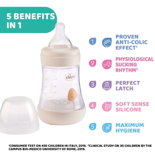 CHICCO Bottle: Perfect5 Sil 150ml 0m+ Slow Natl