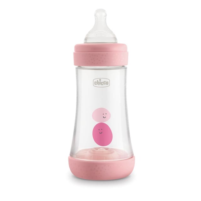 CHICCO Bottle: Perfect5 Sil 240ml 2m+ Med Pink