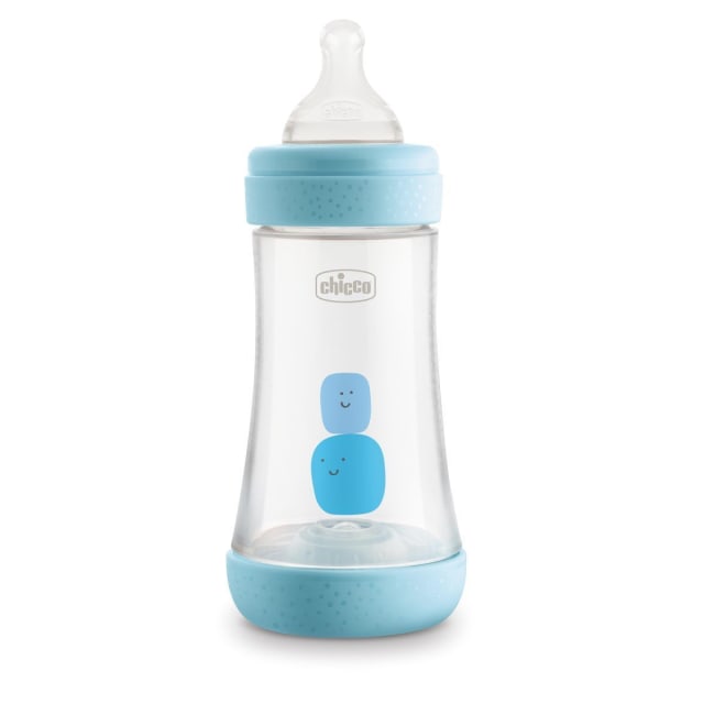 CHICCO Bottle: Perfect5 Sil 240ml 2m+ Med Blue