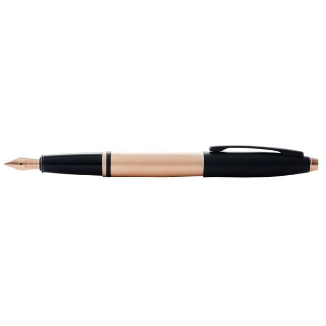 CROSS Calais Brushed Rose Gold/Black Fountain Pen, Fine Nib
