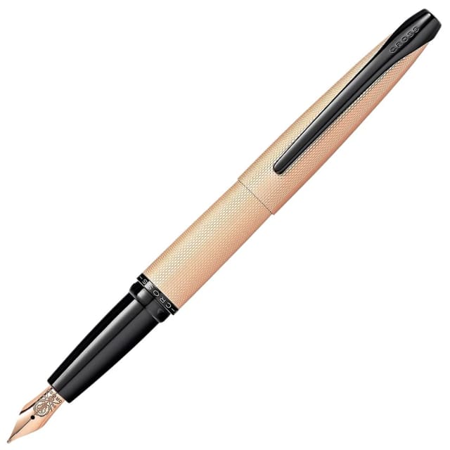 CROSS Calais Brushed Rose Gold/Black Fountain Pen, Medium Nib