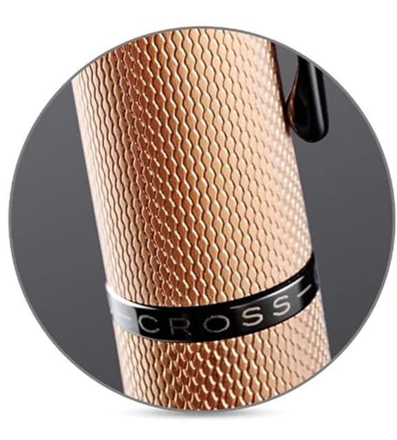 CROSS Calais Brushed Rose Gold/Black Fountain Pen, Medium Nib