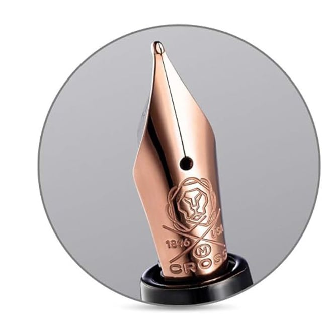 CROSS Calais Brushed Rose Gold/Black Fountain Pen, Medium Nib