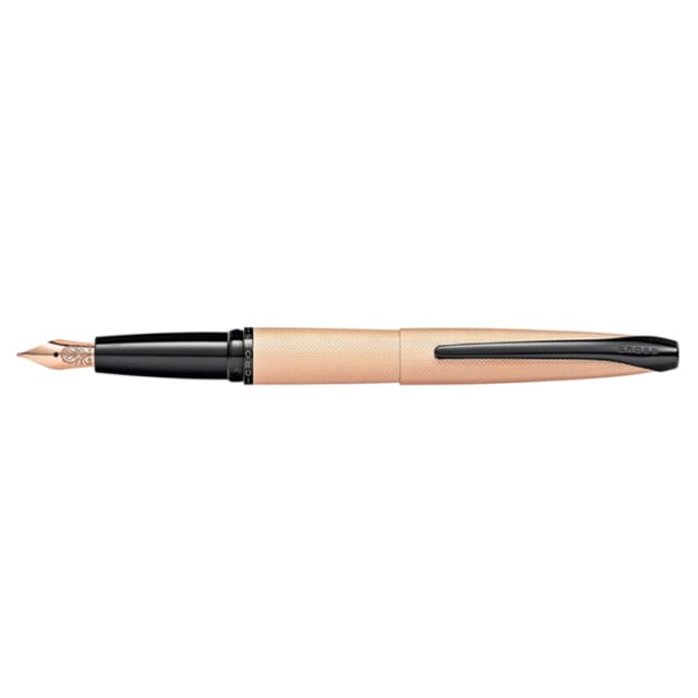 CROSS Calais Brushed Rose Gold/Black Fountain Pen, Medium Nib
