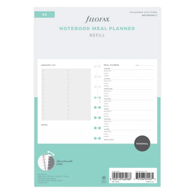 FILOFAX Filofax Notebook A5 Meal Planner Refill